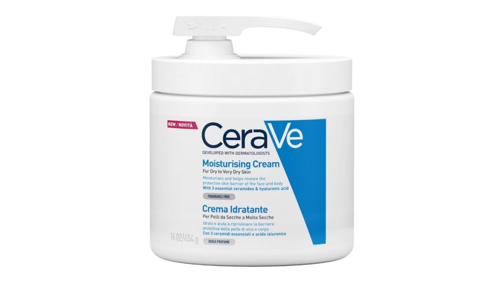 CeraVe Moisturising Cream — Ενυδατική κρέμα προσώπου και σώματος με ceramides και υαλουρονικό οξύ. 454 g με αντλία.